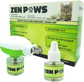 Zenpaws Cat Calming Pheromone Diffuser, 60 Day Starter Kit - Reassures Cats During Car Travel, Veterinary Visits & Helps Control Unwanted Behaviours Like Urine Spraying, Scratching